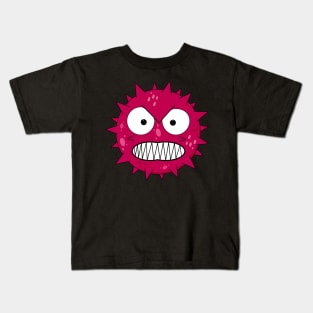 Angry red virus with fierce eyes Kids T-Shirt